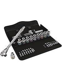 Wera 05004078001 8100 SC 8 Zyklop Métricas metal Ratchet Set con interruptor palanca, 25 pieza, 1/2" Disco