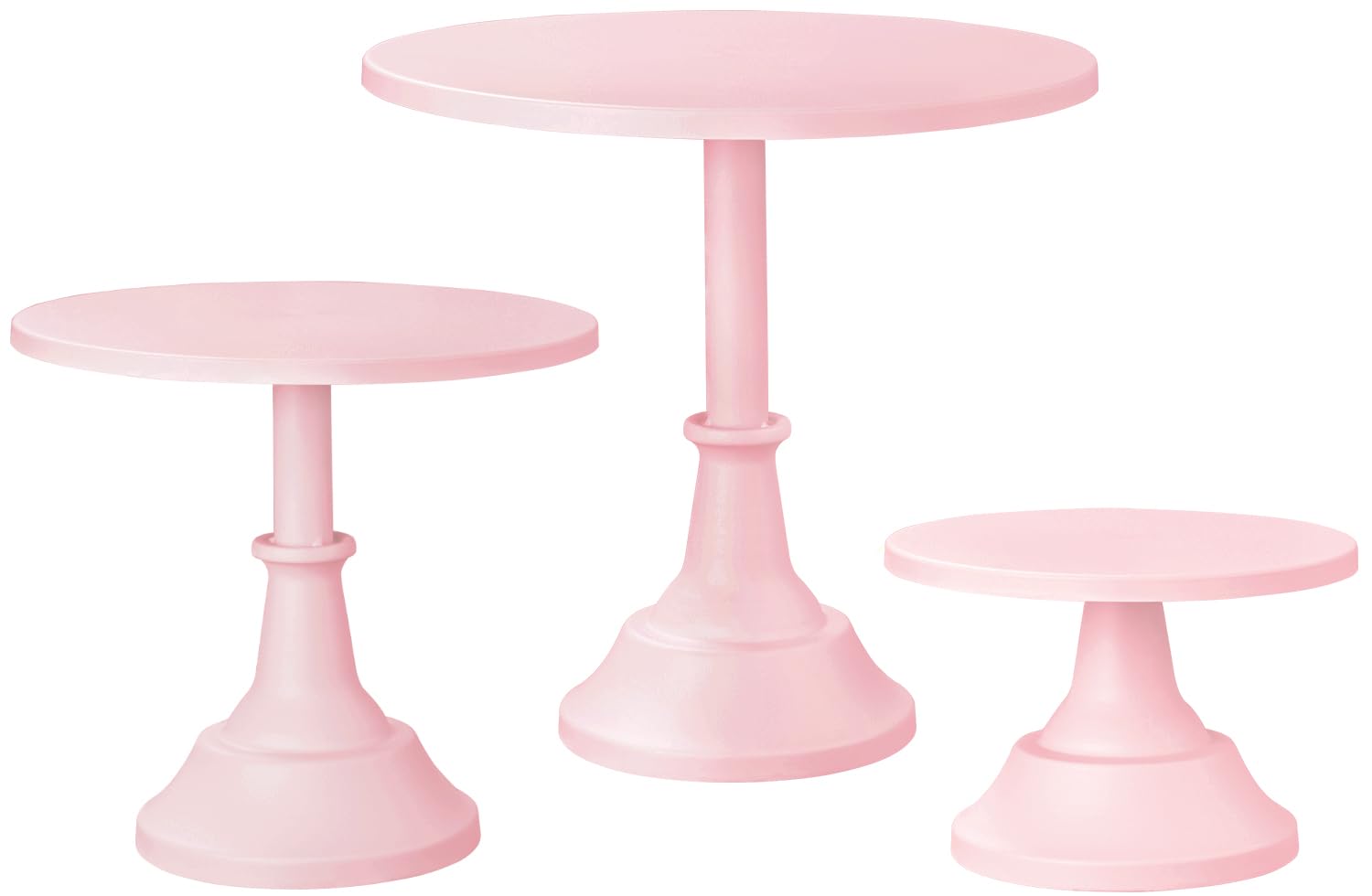 Photo 1 of HBlife 3-PCS Pink Cake Stand Set (8"/10"/12" Plate) for 6-10 Inch Cakes, Perfect Dessert Table Display Set, Cupcake&Cake Stands for Party, Wedding, Birthday, Baby Shower, Anniversary (Metal)
