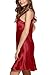 Avidlove Women's Nightshirts Satin Chemises Slip Sleepwear,Dark Red (FBA),Small
