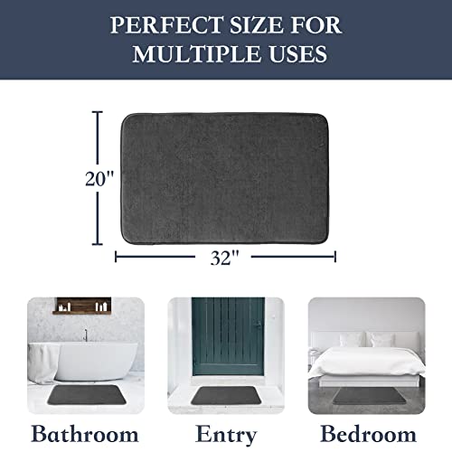 SONORO KATE Memory Foam Bathroom Rugs, Soft and Non-Slip Bath Rugs, Machine Washable Bathroom mats, Super Absorbent Velvet Bath Mats，Easier to Dry for Bathroom Floor Rugs (Dark Grey, 32\