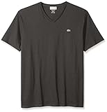 Lacoste Men's Short Sleeve Jersey Pima Reg Fit V Neck T-Shirt-TH6710, Urban Grey Chine, 6