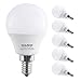 aooshine E12 LED Bulb 50 Watts, 5 Watt LED Candelabra Bulb, Warm White 2700K Decorative G45 LED Bulbs for Ceiling Fan Non-Dimmable(Pack of 6)