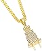 Xusamss Hip Hop Stainless Steel Plug Tag Pendant Crystal Necklace,24inches Chain