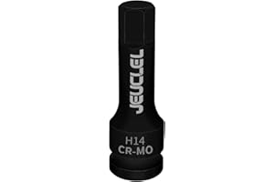 JEUCLEL 14mm Hex Impact Bit Socket, H14 1/2-Inch Impact Drive Allen Socket, Cr-Mo Steel Lengthen Hex Screwdriver Adapter for Electric Ratchet Wrenches Fastening Screws