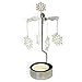 BANBERRY DESIGNS Spinning Snowflake Candle Holder - Silver Laser Cut Snowflake Charms Revolve When The Candle is lit - Scandinavian Design Candle Holder