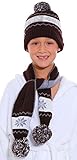 Simplicity Kid's Winter Knitted Set Beanie and Scarf, Striped / Snowflakes Pattern