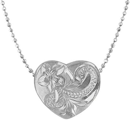 Hawaiian Silver Jewelry Reversible Heart Necklace 925 Silver Hawaiian Silver Jewelry [Chain Included], sliver