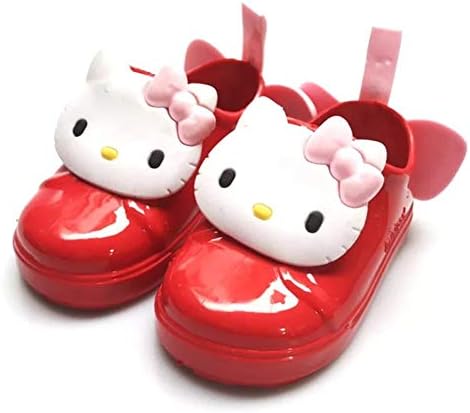 Hello Kitty Jelly Shoes Girl Loafer 3D Cartoon Kid Sandal Slip-On Casual Rain Shoes Pink Red
