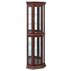 BELLEZE Lighted Wooden Corner Display Curio
