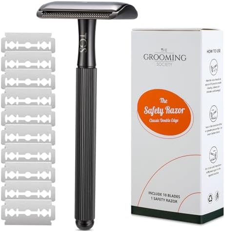 Saudi Razor THE GROOMING SOCIETY Single Blade Razor with 10 Double Edge Safety ...