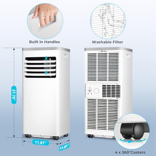 Havato Portable Air Conditioner 10,000 BTU, 3-in-1 AC Unit with Cooling Fan Dehumidifier for Cools up to 450 sq. ft, 24H Timer, 2 Speeds, Remote Control, LED Display, for Bedroom/Office/Home, White