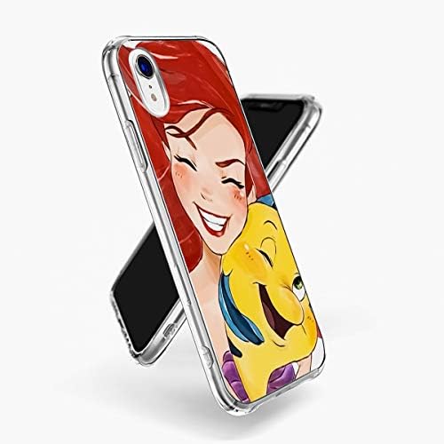KASOS Crystal Phone Case Compatible iPhone Xr Clear Anti-Scratch Shock Absorption Mermaid and Clownfish Design Cover