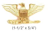 COLONEL EAGLE GOLD UNIFORM COLLAR BRASS PINS INSIGNIA EMBLEM ARMY MILITARY POLICE, LARGE 1-1/2
