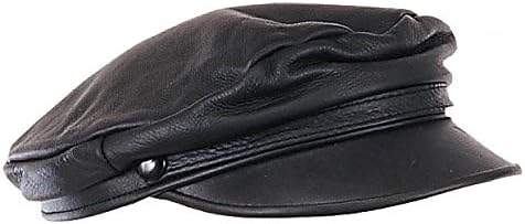 Adjustable Biker Black Leather Cap