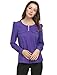 Allegra K Women's Buttons Decor Decorative Pockets Ruched Blouse XL Purple