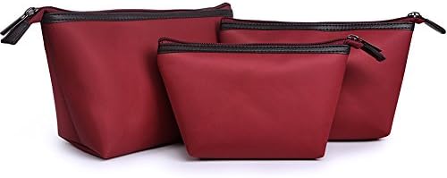 Cosmetic Bag,3 Pieces Portable Nylon Makeup Toiletry Travel Bag by EASTERN TIME(Winered)