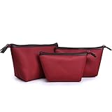 Cosmetic Bag,3 Pieces Portable Nylon Makeup Toiletry Travel Bag by EASTERN TIME(Winered)