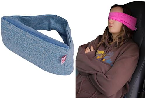 2 in 1 Voyage Travel Pillow and Eye Mask, Long Flight Essentials Accessories, Neck Support, Chin Rest, Light, Compact, Stylish, Comfortable 100% Cotton for airplane,train,car,office nap,camping (Blue)
