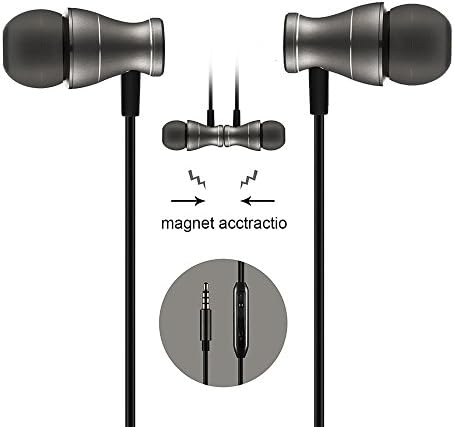 Headphones in-Ear Earbuds Earphones 3.5mm Metal Housing Magnetic Best Wired Bass Stereo Headset Built-in Microphone Support Hands-Free/Volume Control Earphone Bag+Earbuds (Black)