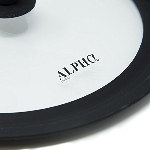Alpha Living Universal Silicone Cookware Pots and Pans Vented Tempered GlassGraduated Lid with