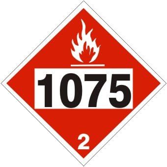1075 Butane LPG Propane Vinyl Press On Placard Sign 10-3/4"x10-3/4" Flammable Gas Hazard Class 2 D.O.T. HM-206 DOT-10754