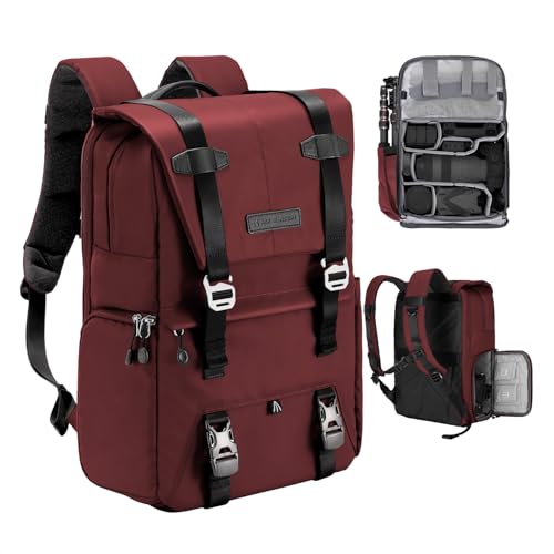 K&F CONCEPT Kamerarucksäcke 20L, Große Camera Backpack 15,6 Zoll Laptopfach, Spritzwassergeschutzt Fotorucksack mit Regenschutz, Kameratasche Groß für