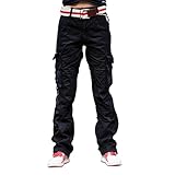 Women's Casual Cargo Pants Solid Military Army Styles Cotton Trousers Black M