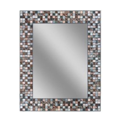Frameless Earthtone Copper-Bronze Mosaic Tile Wall Mirror - 30 in. L x 24 in. W