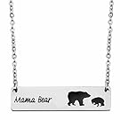 KUIYAI Sweet Family Mama and Baby Bear Bar Necklace Gift for Mothers with 1 child (bar 1 cub)
