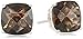Sterling Silver Cushion-Cut Checkerboard Smoky Quartz Stud Earrings (8mm)