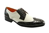 Mens Ferro Aldo Black White Spectators Wingtip Oxford Lace Up Dress Shoes