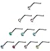 FUNRUN JEWELRY 10PCS 20G Stainless Steel Body Jewelry Piercing Nose Rings Studs Pins Crystal Piercing Set L Shape