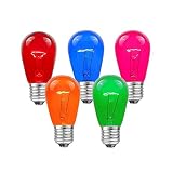 Novelty Lights 25 Pack S14 Outdoor Patio Edison Replacement Bulbs, E26 Medium Base, Multi, 11 Watt