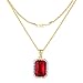 FOONEE Mens14k Gold Plated Iced Out Red Ruby Octagon Hip Hop Accessories with 3mm Pendant 24
