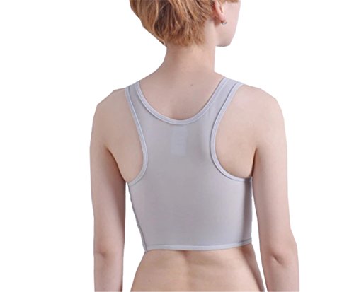 Breathable Super Flat Les Lesbian Tomboy Compression 3 Rows Clasp Chest Binders (Small, Grey)