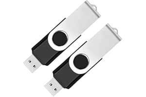 64GB USB Flash Drives 2 Pack – Rotating Design USB 2.0 Pen Drive Set in Black for Easy Data Transfer & Storage