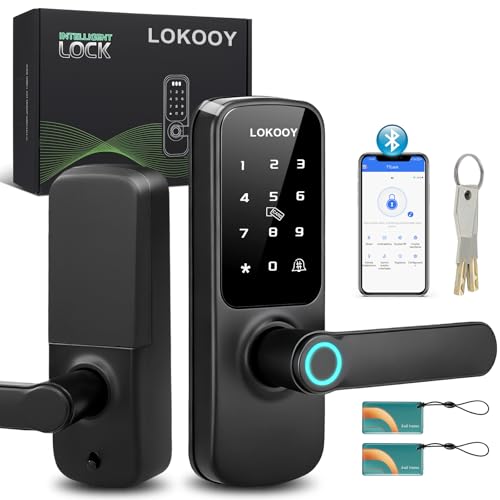 LOKOOY Cerradura Inteligente D1, 5 Métodos de Apertura, TTLOCK App Bluetooth, Huella Digital, Tarjeta IC, Contraseña, Llave física, Apto para 30 mm a 75 mm