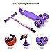ChromeWheels Scooter for Kids, Deluxe 4 Adjustable Height 3 Wheels Glider with Kick Scooters, Lean to Steer with LED Flashing Light for Kids 3-6 Years Old Girls Boys Toddlers, Purple