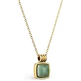 14K Gold Plated Jade Necklace for Women | Gold Plated Necklaces for Women| Natural Jade Agate Crystal Healing Handmade | |Lucky Jewelry Gifts (Green Aventurine)