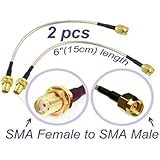 ZhenJiang Saide Electronics2pcs RF Connecting Line RG316 High Frequency Wire Jumper 15cm Coaxial Cable Connector FPV Antenna Extender Cable SMA Male to SMA Female Adapter