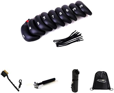 POSMA CC030D Golf Plastic Iron Club Head Cover – Set of 9 Bundle Set with 1pc 6 Cutters Sharpener + 1pc Groove Double-Side Brush + 1pc Black Cinch Sack Carry Bag POSMA CC030D Golf Plastic Iron Club Head Cover – Set of 9 Bundle Set with 1pc 6 Cutters Sharpener + 1pc Groove Double-Side Brush + 1pc Black Cinch Sack Carry Bag