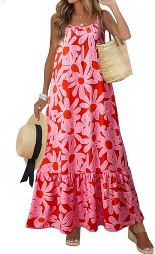 jaiden floral tiered maxi dress JAIDEN BEATA Women's Casual Loose Long Dress 2024 Summer V Neck Print Maxi  Dresses Elegant Spaghetti Strap Ankle Length Beach Dress for Ladies Young  Girls Simple White Anchor, XXL at Amazon Women's