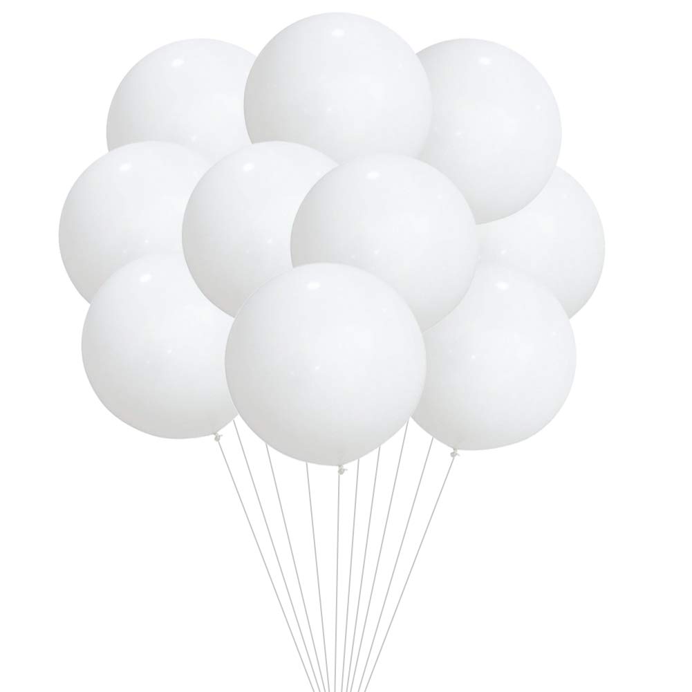 10 Pcs Round Balloons 24 inch Latex Balloons Large Thick Balloons Reusable Giant Balloons Opaque Biodegradable Balloons White Celebration Balloon for Wedding Birthday Party Festival Event Decoration