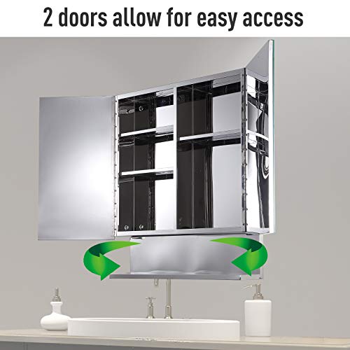kleankin 24" x 28" Stainless Steel Wall Mount Bathroom Medicine Cabinet with Mirror