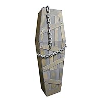 Halloween Haunters Life Size 64" Animated Shaking Coffin with Speaking Corpse and Chains Prop Decoration - 3 Desperate Howling Spooky Phrases - Haunted House Casket, Grave Corpse, Death, Skeleton