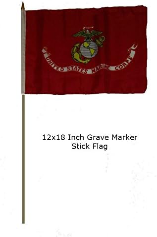 American Wholesale Superstore 12x18 12"x18" U.S. USMC Marines Marine Corps EGA Grave Marker Stick Flag