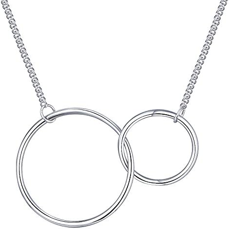AnotherKiss Mother Daughter Infinity Necklace, Sterling Silver Two Interlocking Circles Pendant, Mothers Day Birthday Gift