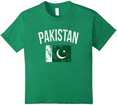 Kids PAKISTAN Flag Distressed Vintage Effect T-Shirt 8 Kelly Green