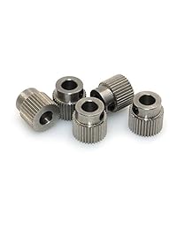 BIQU, extrusor, polea de 36 dientes, orificio de 5 mm, engranaje de acero inoxidable para filamento de impresora 3D de 1.75 mm y 3 mm (5 unidades)