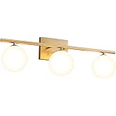 GNGXEFACA Bathroom Light Fixtures (3-Light, 24 in), Brushed Gold Vanity Lights with Milk Glass Shade, Bathroom Wall Lights fo